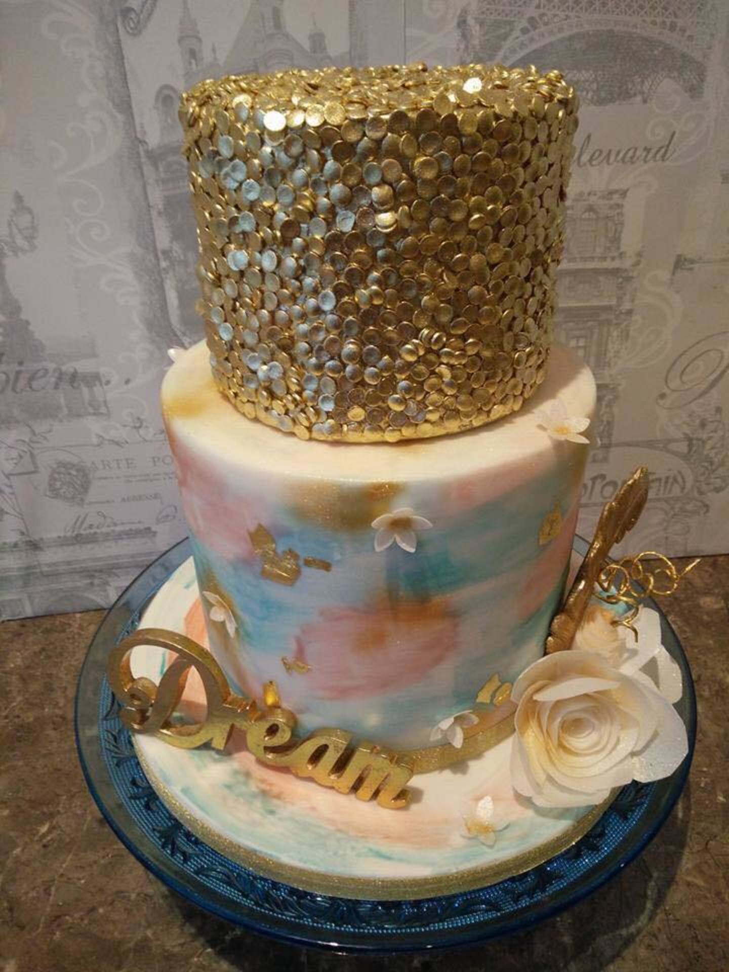 Watercolour gold confetti