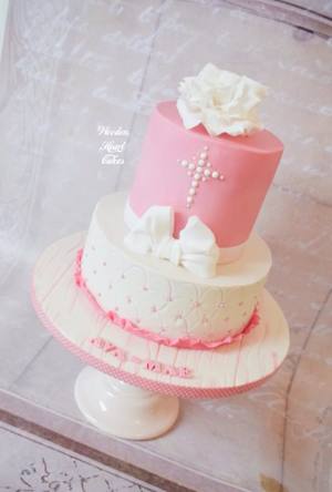 Christening cake with rose 