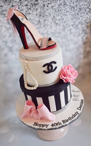 Chanel birthday cake with edible shoe