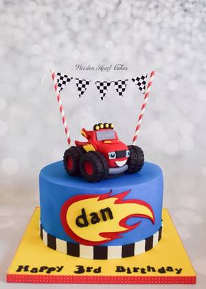 Blaze and the monster machines birthday cake with edible topper