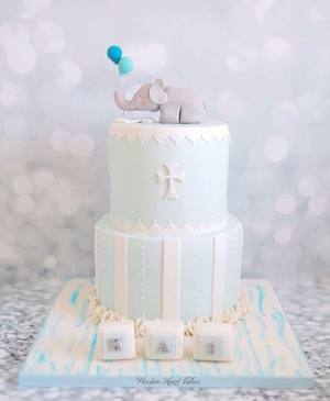 Boys christening cake 