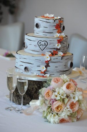 Cannaboe silver birch wedding cake