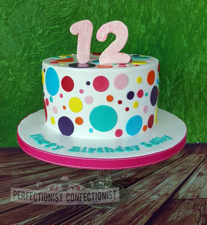 Spotty polka dot chocolate biscuit cake 12 12th birthday dublin sandymount portmarnock kinsealy malahide swords 2