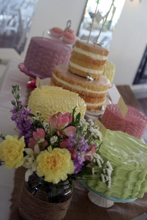 Pastel Dessert Table.  Prices start at €90 for one cake and work upwards from there. 