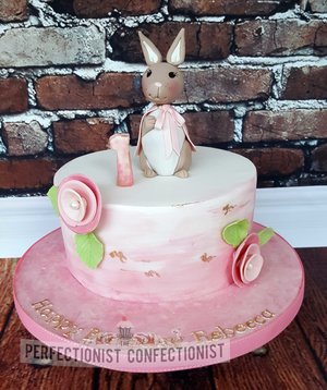 Bunny  rabbit  first birthday cake  1st birthday cake  pink  girlie  baby  naming day cake  christening cake  cakes dublin  swords  malahide  %284%29