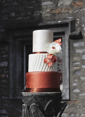 Copper & Lustre Wedding Cake. Image by Portraits By Patrick