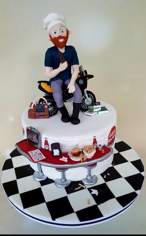 40th birthday cake  birthday cake  celebration cake  novelty cake  dublin  swords  malahide  kinsealy  bmw motor bike  chef  craft beer  eddie rockets  diner %2817%29
