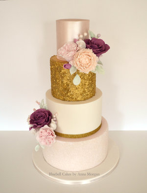 Gold Sequin Wedding Cake