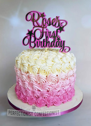 Pink ombre cake  pink buttercream swirls  first birthday  1st birthday  cake topper  rosie  dublin  swords  malahide  novelty cake  celebration cake  %284%29