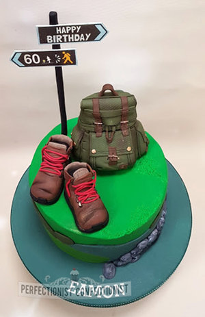 Hiking  hillwalking  cake   celebration  60th  birthday  birthday cake  novelty  dublin  swords  malahide  kinsealy  clontarf castle  backpack  rucksack  edible  topper %283%29