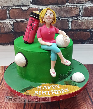 Golfer  glamerous  birthday  cake  cake topper  figure  handmade  celebration  novelty  swords  malahide  kinsealy  dublin  golf theme %286%29