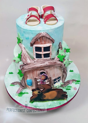 Masha and the bear birthday cake  masha and the bear  cake  malahide  dublin  swords  kinsealy  shoe  cake topper  christening  %282%29