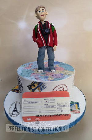 Travel cake  back packer cake  back packer cake topper  maps  train ticket  interrailing  cake  dublin  birthday  21st  sworsds  malahide  kinsealy   %284%29