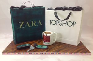 Carved novelty shopping bag cake