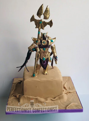 Azir emperor of the sands  figure  league of legends cake  azir cake topper  birthday cake  novelty cake  swords  malahide  kinsealy  dublin %289%29