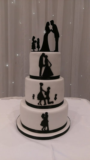 Silhouette story wedding cake