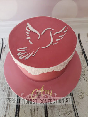 Confirmation cake  confirmation  cake  pink  zesty lemon  dublin  swords  malahide  kinsealy  french rose  dove %281%29