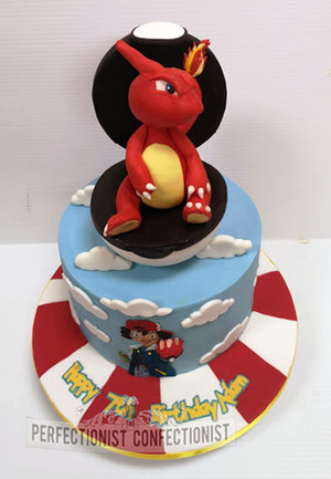 Pokemon  birthday  cake  charmeleon cake topper  ash  pokeball  dublin  cake maker  swords  malahide  kinsealy  novelty  celebration %283%29