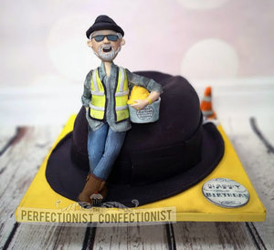 Birthday  cake  cake maker  construction  hard hat  trilby  fedora  locks  london  hat  celebration  swords  malahide  kinsealy  dublin %282%29
