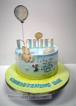 Christening  naming day  cake  chocolate biscuit  cake maker  dublin  swords  malahide  winnie the pooh  clouds  balloons  piglet  birthday  first 