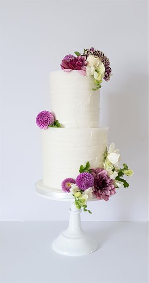 Lilac and Torn Paper Wedding Cake