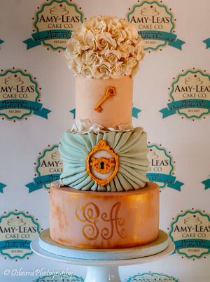key to my heart rose ball wedding cake