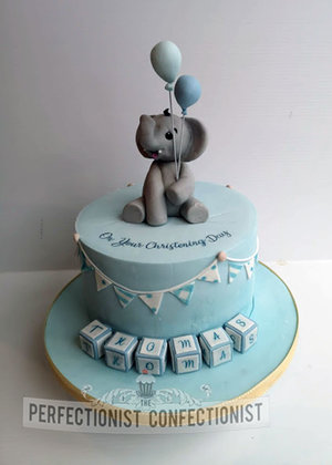 Elephant  balloons  blocks  blue  birthday  first  christening  naming day  cake  christening cake  cake topper  cake maker  dublin  swords  %284%29