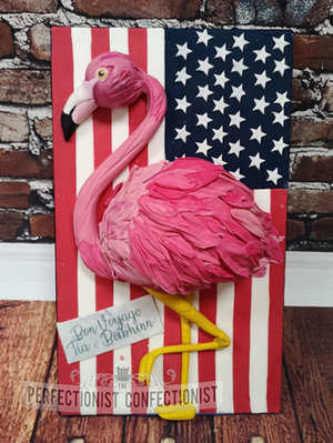 Flamingo  fmingo  birthday cake  bon voyage  cake  usa  flag  american  chocoalte biscuit  novelty  celebration  bray  dublin  swords  malahide  kinsealy   %286%29