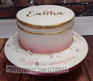 Naming day  christening  baptism  cake  dublin  cakemaker  maker  pink  ombre  gold  simple  elegant  chocolate biscuit cake  girl  boy  celebration %281%29