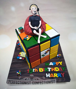 Rubiks cube birthday cake  rubiks cube  cake  birthday  chocolate biscuit  swords  glasnevin  malahide  kinsealy  dublin  personalised model  cake topper  %2813%29
