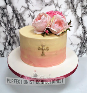 Christening cake  christening  cake  naming day  naming day cake  cake maker  flowers  pink  crucifix  cross  dublin  swords  malahiade  donabate %281%29