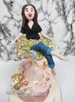 Spinkles  cocktail glass  classy  cake topper  figure  model  gold  pink  malahide  dublin  swords  kinsealy  donabate  celebration  birthday  make %285%29