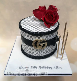 Gucci  print  roses  red  birthday cake  birthday  cake  21st  18th  40th  dublin  swords  malahide  kinsealy  cake maker %282%29