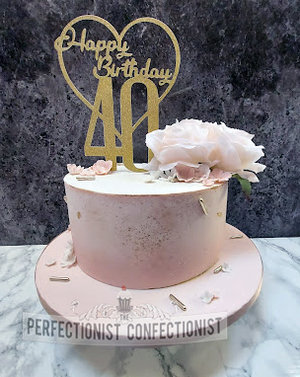 40th birthday cake  cakemaker roses ombre pink peach cake topper elegant gold dublin swords malahide kinsealy christening naming day wedding %283%29