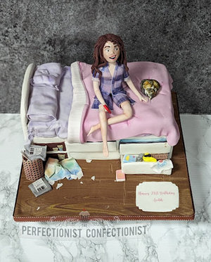 Bedroom bed cake birthday teen 21st 18th birthday cake cake maker swords malahide dublin kinsealy celebration novelty messy untidy books clothes glasses  %286%29