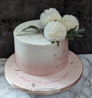 Pink gold sprinkles flowers 50th brthday cake birthday cake celebration kinsealy drynam swords bakery cake maker  %283%29