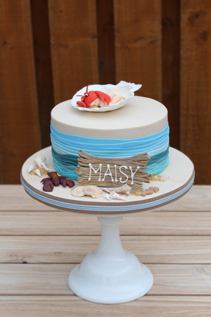 Seaside themed Lobster Baby Christening Cake (6" from €150)